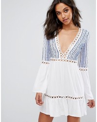 White Embroidered Swing Dress