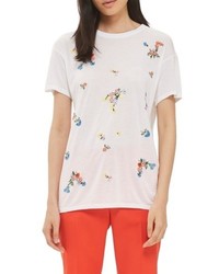 Topshop Embroidered Floral Tee