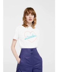 Mango Embroidered Message T Shirt