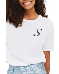 Topshop Initial Embroidered Tee
