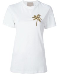 Laneus Embroidered Palm Tree Applique T Shirt
