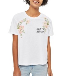 Topshop Never Apart Lace Up Back Embroidered Tee