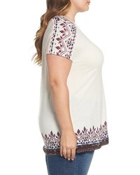 Lucky Brand Plus Size Embroidered Border Tee