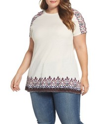 Lucky Brand Plus Size Embroidered Border Tee