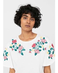 Mango Roses Embroidered T Shirt