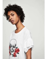 Mango Skull Embroidery T Shirt