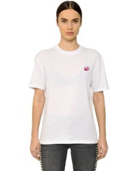 McQ by Alexander McQueen Swallow Embroidered Cotton T Shirt