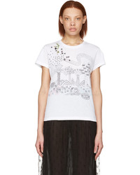 Valentino White Embroidered Birds T Shirt