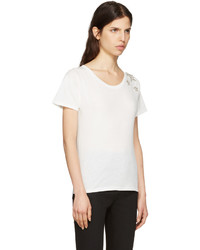 Saint Laurent White Embroidered Stars T Shirt