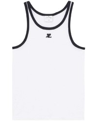 Courrèges Logo Embroidered Round Neck Tank Top