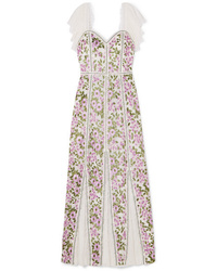 White Embroidered Tulle Maxi Dress
