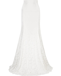 White Embroidered Tulle Maxi Skirt