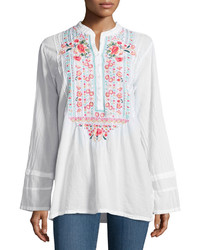Johnny Was Catra Embroidered Tunic White