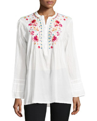 Johnny Was Sable Embroidered Tunic White