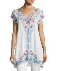 Johnny Was Yassi V Neck Long Embroidered Tunic