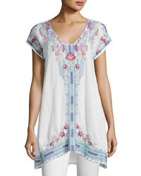 Johnny Was Yassi V Neck Long Embroidered Tunic