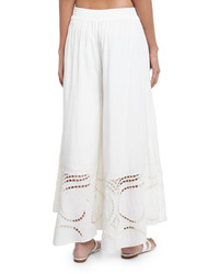 Vix Peggy Wide Leg Embroidered Coverup Pants White