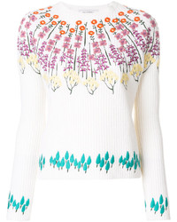 White Embroidered Wool Blouse