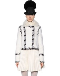 Moncler Gamme Rouge Floral Embroidered Alpaca Wool Jacket