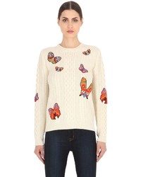Valentino Butterfly Embroidered Wool Blend Sweater