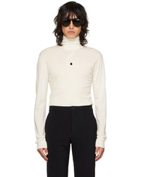 White Embroidered Wool Turtleneck