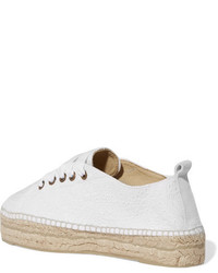 Manebi Lace Up Broderie Anglaise Espadrilles White