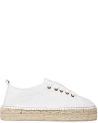 Manebi Lace Up Broderie Anglaise Espadrilles White