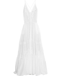 Roberto Cavalli Broderie Anglaise Cotton Voile Gown White