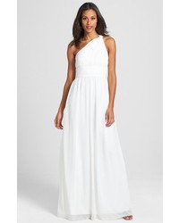 Donna Morgan Ruched One Shoulder Chiffon Gown White Lily 20w