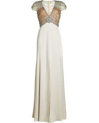 Jenny Packham Floor Length Gown With Crystal Embellisht