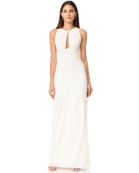 Halston Heritage Round Neck Gown With Twisted Front