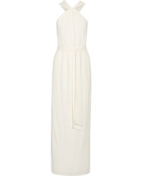 Halston Heritage Twist Front Stretch Cady Gown Off White