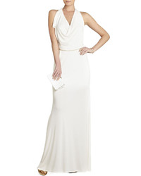 BCBGMAXAZRIA Jasmina Draped Front Open Back Gown