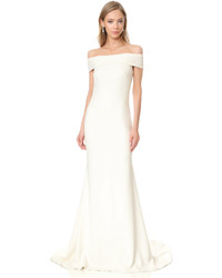 Theia Off Shoulder Crepe Gown