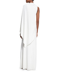 Narciso Rodriguez One Sleeve Cape Gown White