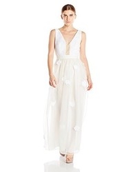 Samantha Sleeper V Neck Embroidered Bridal Gown 6 Whitenude