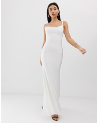 Club L London Slinky Cowl Front Maxi Dress In White