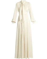 Lanvin Tie Neck Balloon Sleeved Cady Gown