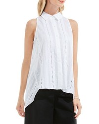 Vince Camuto Eyelet Cotton Highlow Blouse