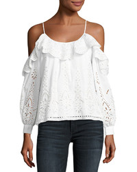 Parker Maureen Combo Embroidered Eyelet Blouse White