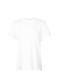 White Eyelet Crew-neck T-shirt