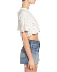 Somedays Lovin Daisy Embroidered Eyelet Crop Top