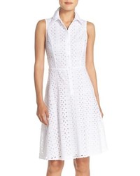 White Eyelet Fit and Flare Dress