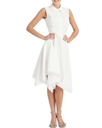 Donna Morgan Collared Eyelet Fit Flare Dress Size 8 White