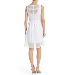 Adrianna Papell Embroidered Cotton Fit Flare Dress