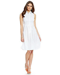 London Times Eyelet Fit And Flare Dress