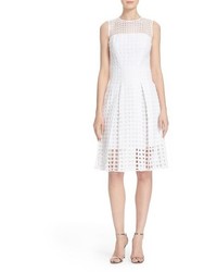 Milly Grid Lace Fit Flare Dress