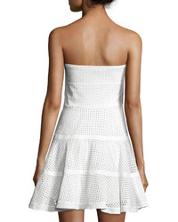 See by Chloe Strapless Eyelet Fit  Flare Dress White