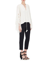 Chloé Chlo Eyelet Embroidered Silk Blouse