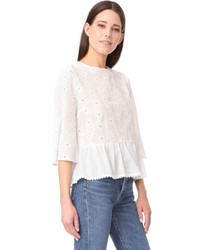 English Factory Bell Sleeve Eyelet Top